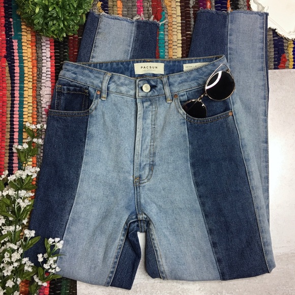 PacSun Denim - Pac Sun Tri Tone ‘Mom Jean’ Raw Hem Jeans
